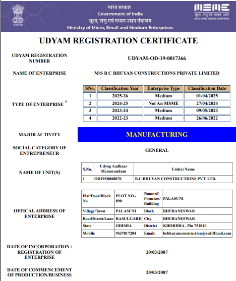 Udyam Registration Certificate